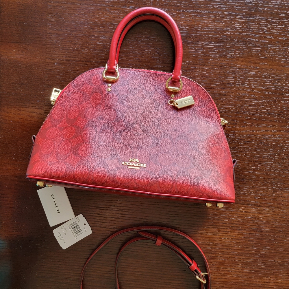 COACH KATY SATCHEL IN SIGNATURE CANVAS AND LEATHER HANDLES AND STRAP